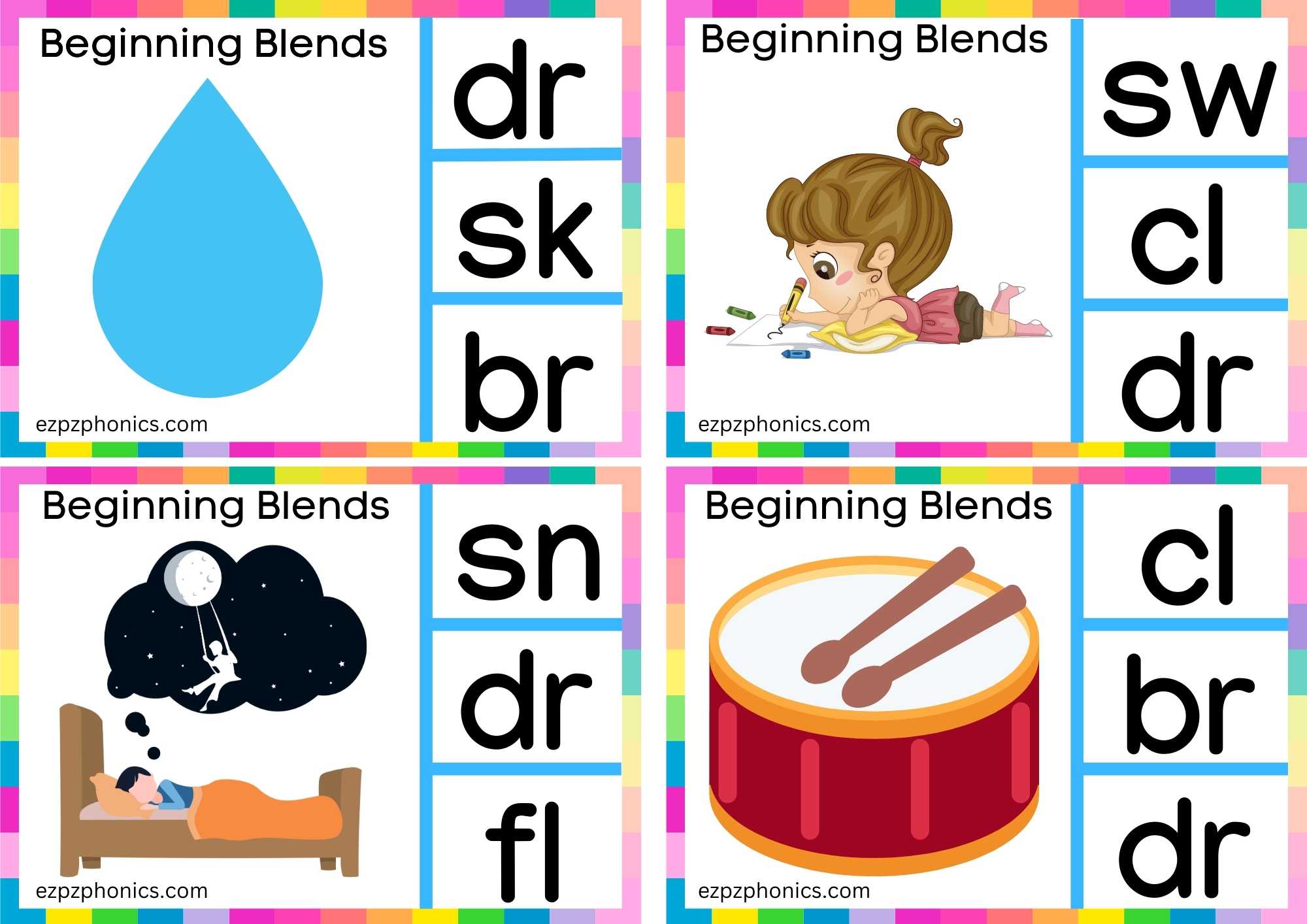 DR Beginning Blends Clip Cards Look At The Images And Clip The Correct Letters Set 2